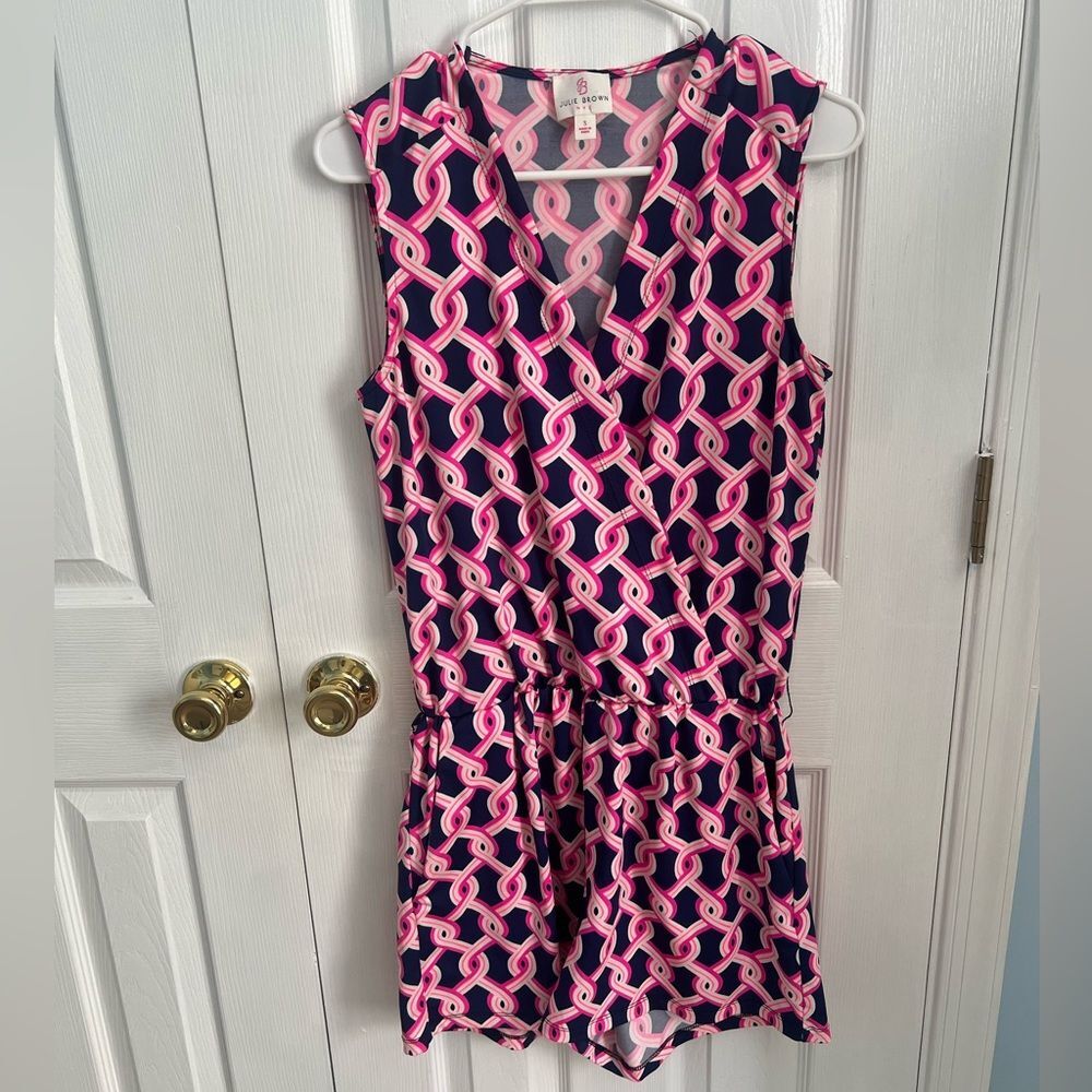 JB by Julie Brown Womens‎ Small Pink Patterned V-Neck Mini Romper